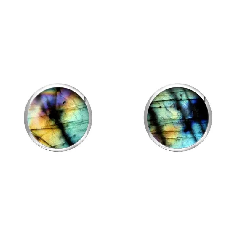 Sterling Silver Spectrolite 5mm Classic Small Round Stud Earrings sold by Jura Watches