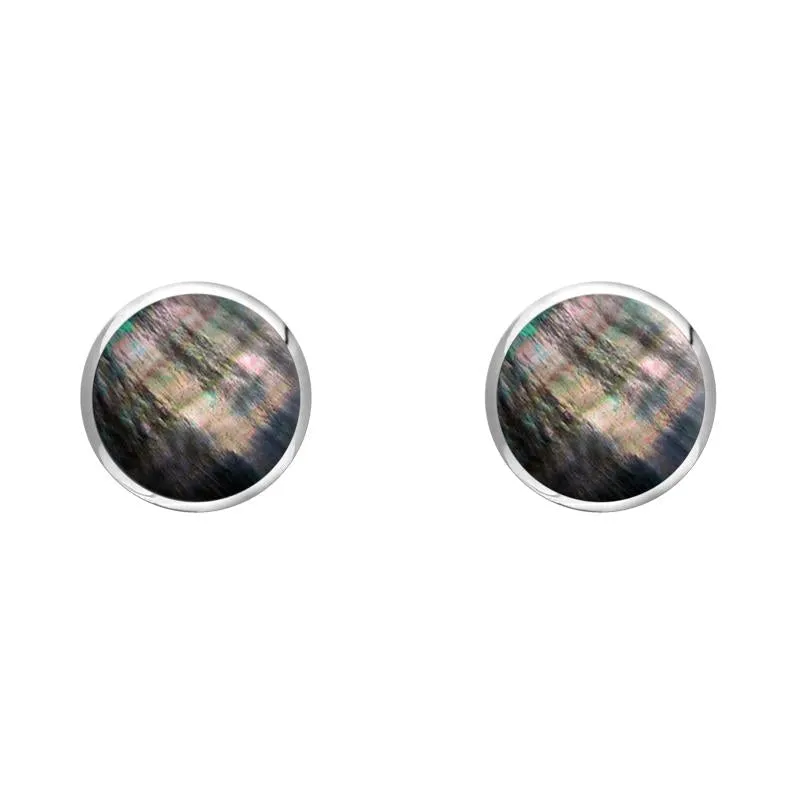Sterling Silver Dark Mother of Pearl 5mm Classic Small Round Stud Earrings sold by Jura Watches