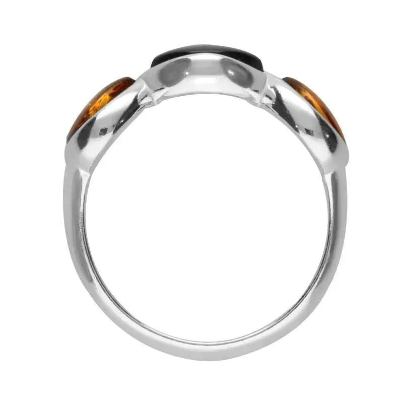 Sterling Silver Whitby Jet Amber Three Stone Pear Marquise Ring sold by Jura Watches product image thumbnail 2