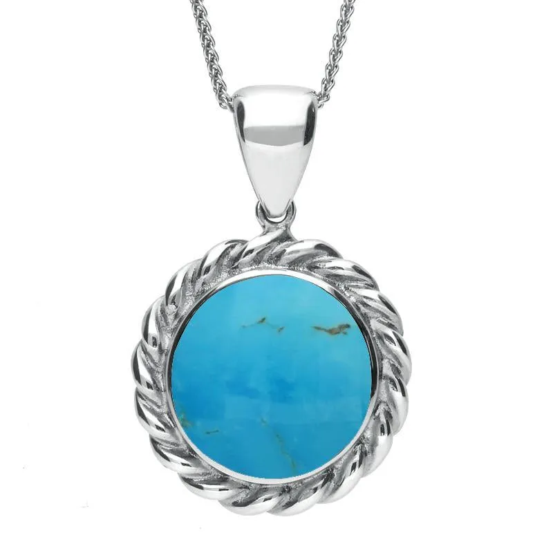 Sterling Silver Turquoise Round Rope Twist Necklace sold by Jura Watches