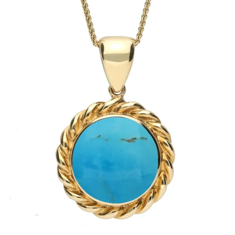 9ct Yellow Gold Turquoise Round Rope Twist Necklace sold by Jura Watches