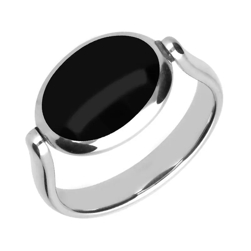 Sterling Silver Whitby Jet Double Sided Stone Flip Ring sold by Jura Watches