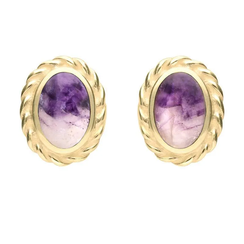 9ct Yellow Gold Blue John Heavy Rope Stud Earrings sold by Jura Watches