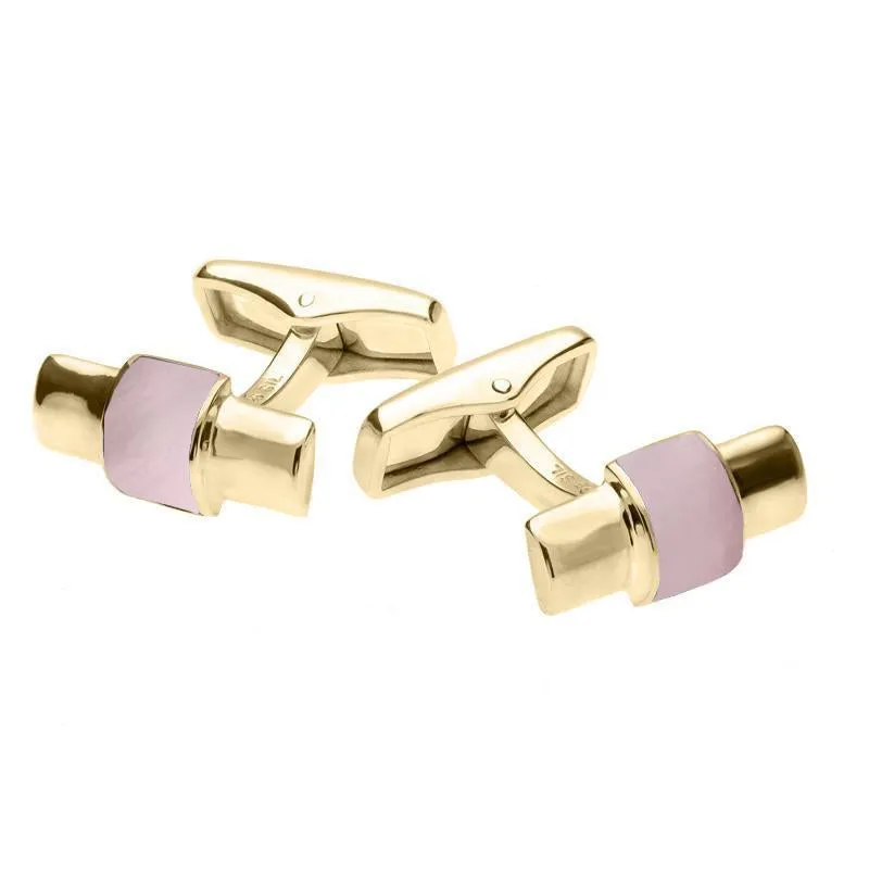 9ct Yellow Gold Pink Mother Of Pearl Bar Set Cufflinks sold by Jura Watches