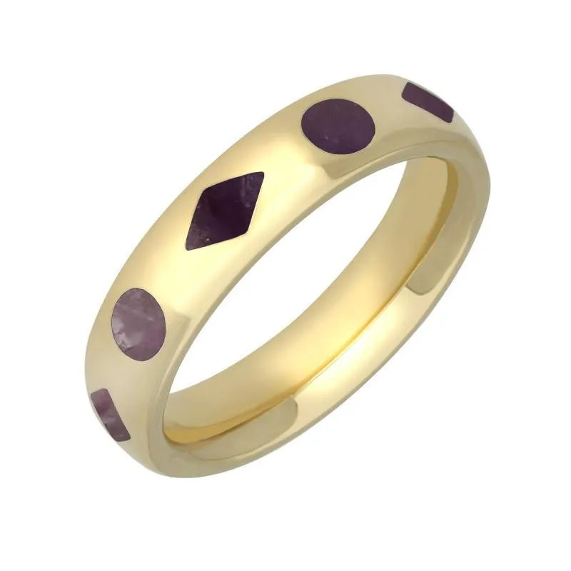 9ct Yellow Gold Blue John Diamond Dot Pattern Wedding Band Ring sold by Jura Watches