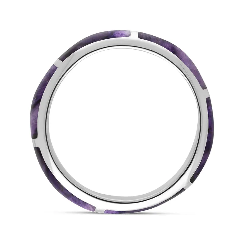 Sterling Silver Blue John 6mm Gap Wedding Band Ring sold by Jura Watches product image thumbnail 2