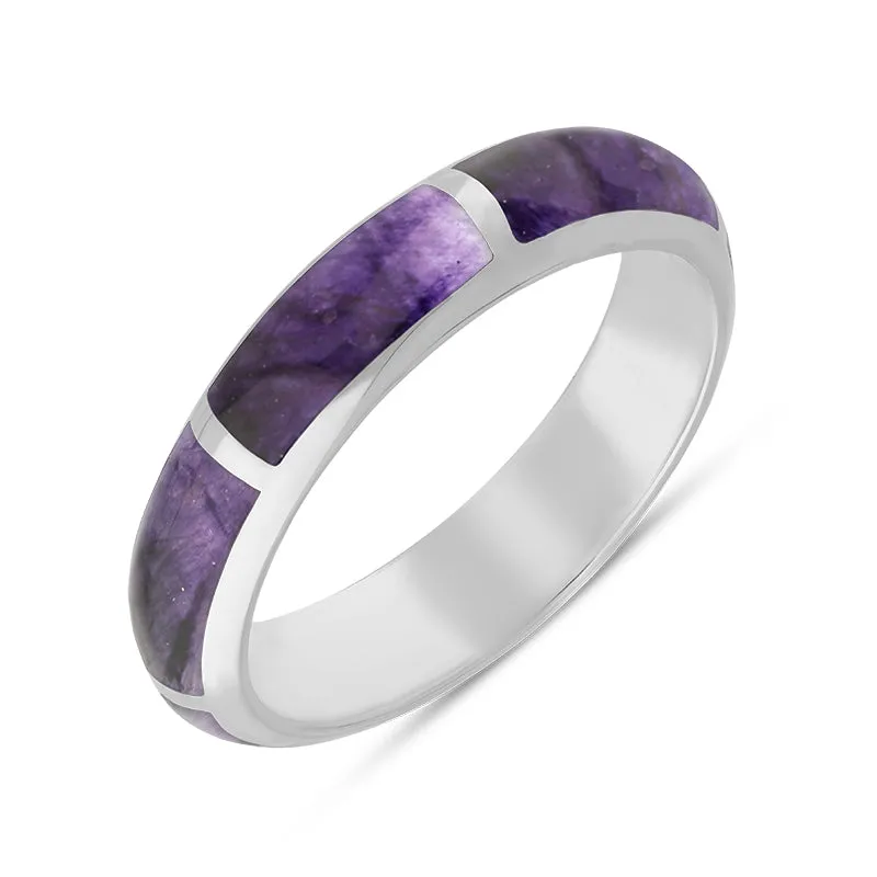 Sterling Silver Blue John 6mm Gap Wedding Band Ring sold by Jura Watches