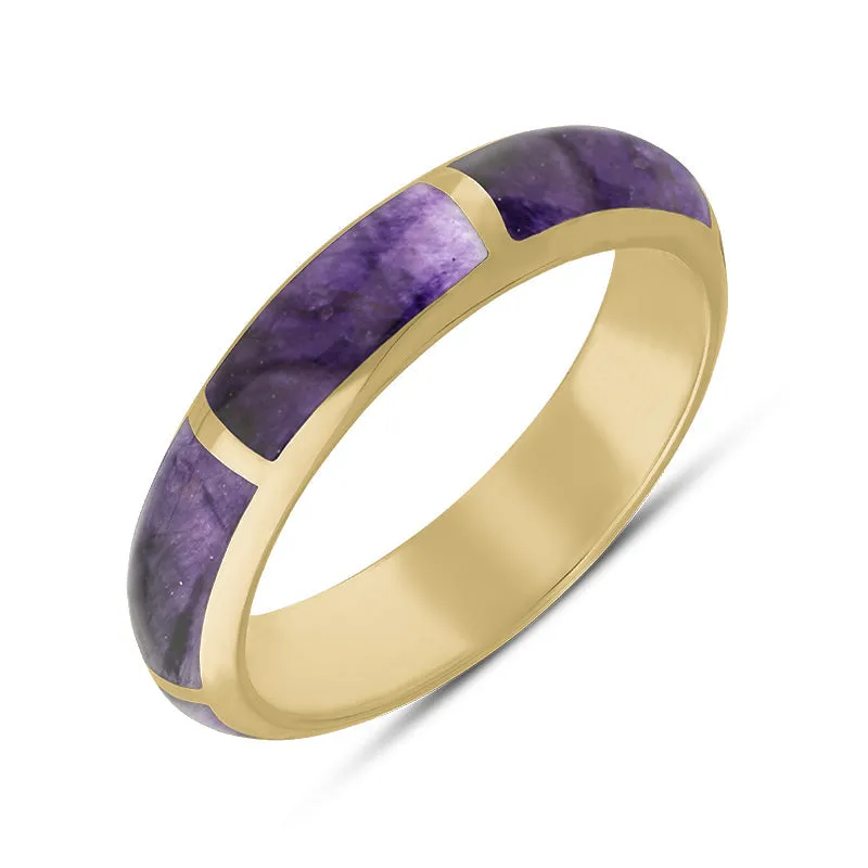 9ct Yellow Gold Blue John 6mm Gap Wedding Band Ring sold by Jura Watches