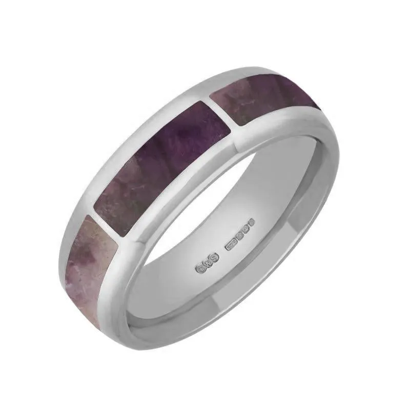 Sterling Silver Blue John Gap Channel 8mm Wedding Band Ring sold by Jura Watches