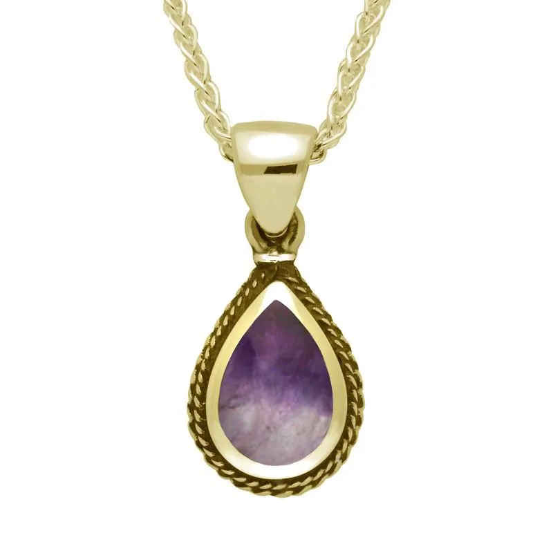 9ct Yellow Gold Blue John Dinky Pear Drop Necklace sold by Jura Watches