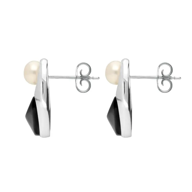 Sterling Silver Whitby Jet Pearl Open Twist Earrings sold by Jura Watches product image thumbnail 2