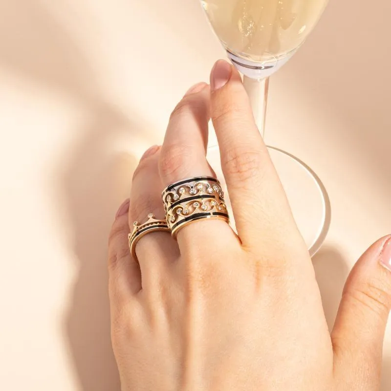 9ct Rose Gold Whitby Jet Diamond Tiara Patterned Band Ring sold by Jura Watches product image thumbnail 5