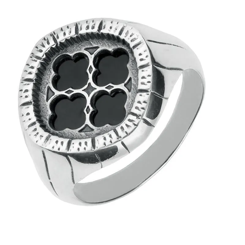 Sterling Silver Whitby Jet Abbey Window Ring sold by Jura Watches