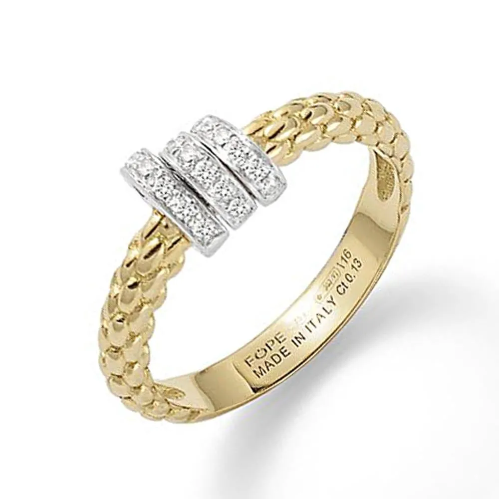 Fope Prima 18ct Yellow Gold 0.13ct Diamond Ring sold by Jura Watches