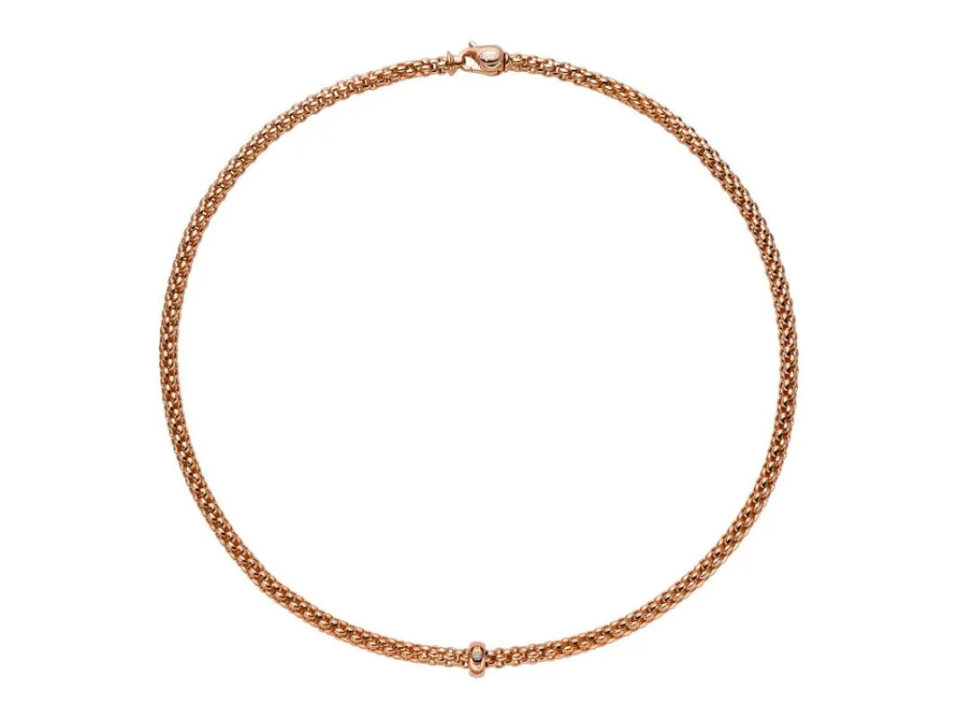 Fope Solo 18ct Rose Gold 0.01ct Diamond 43cm Necklace sold by Jura Watches