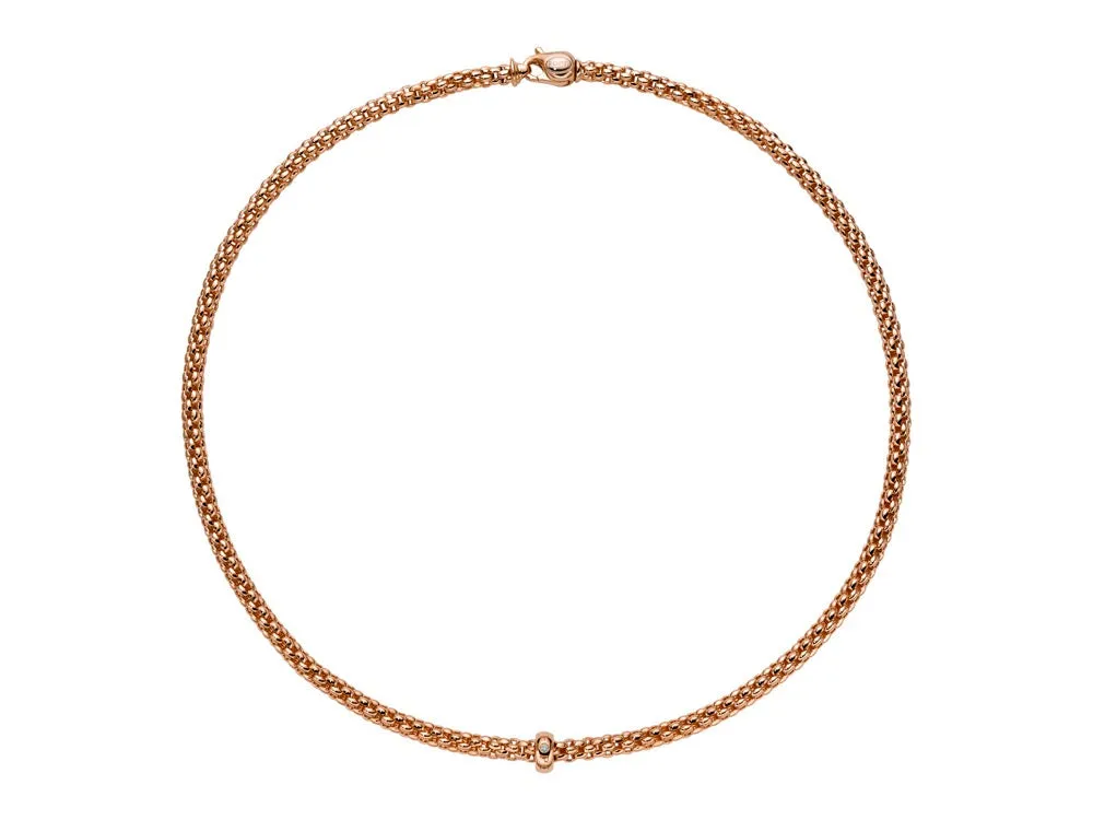Fope Solo 18ct Rose Gold 0.01ct Diamond 43cm Necklace sold by Jura Watches
