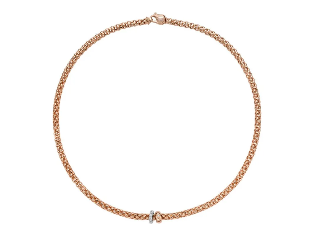 Fope Solo 18ct Rose Gold 0.29ct Diamond 43cm Necklace sold by Jura Watches