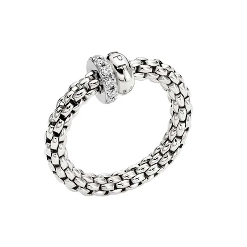 Fope Solo 18ct White Gold 0.17ct Diamond Flexible Ring sold by Jura Watches