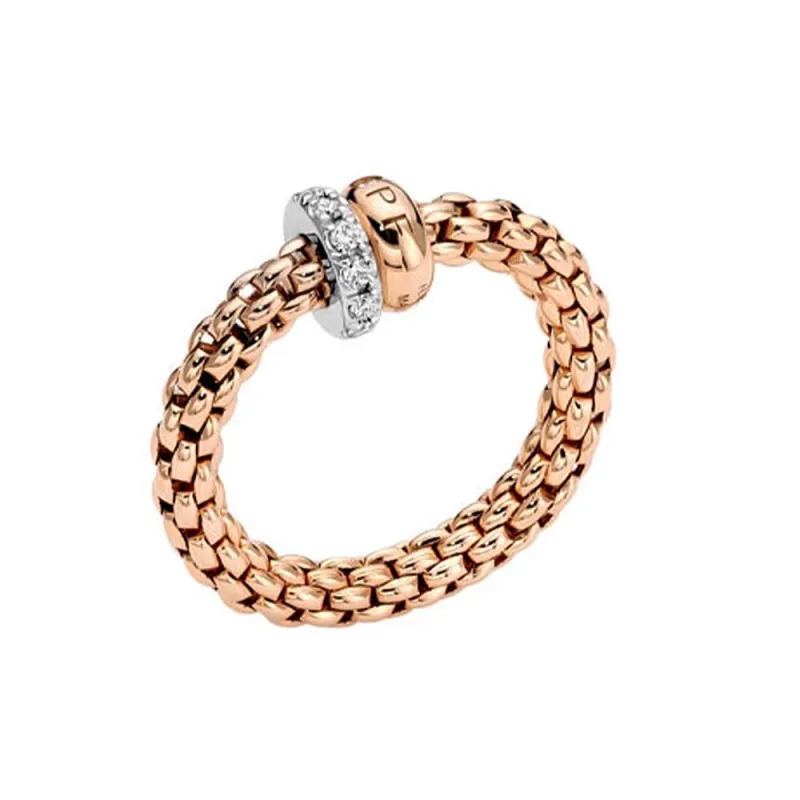 Fope Solo 18ct Rose Gold 0.17ct Diamond Flexible Ring sold by Jura Watches