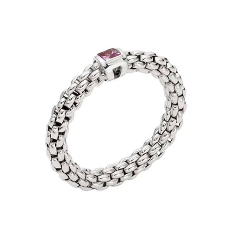 Fope Souls 18ct White Gold Pink Sapphire Flexible Ring sold by Jura Watches