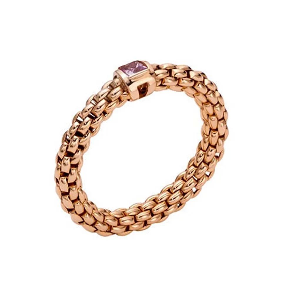 Fope Souls 18ct Rose Gold Pink Sapphire Flexible Ring sold by Jura Watches