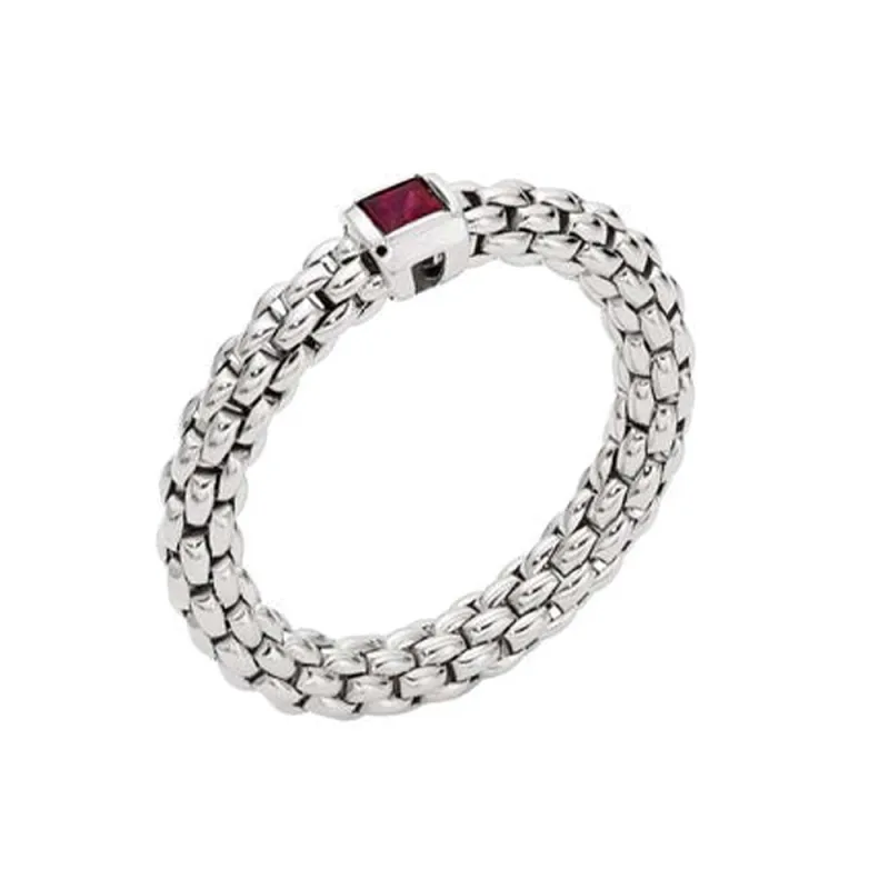 Fope Souls 18ct White Gold Ruby Flexible Ring sold by Jura Watches