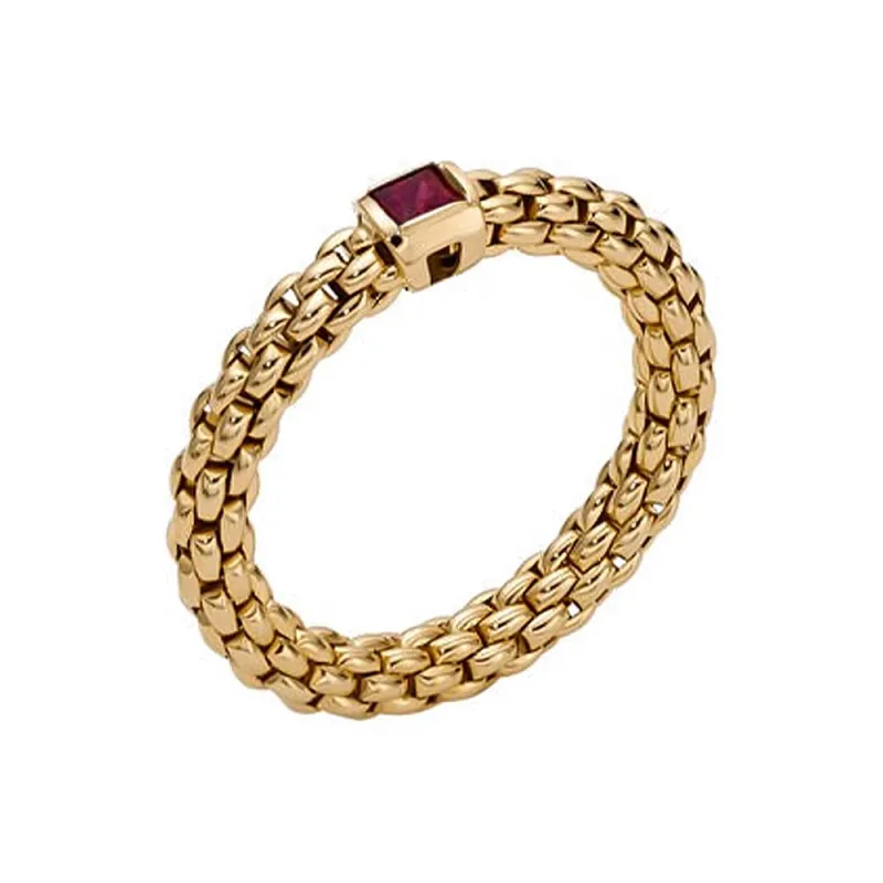 Fope Souls 18ct Yellow Gold Ruby Flexible Ring sold by Jura Watches