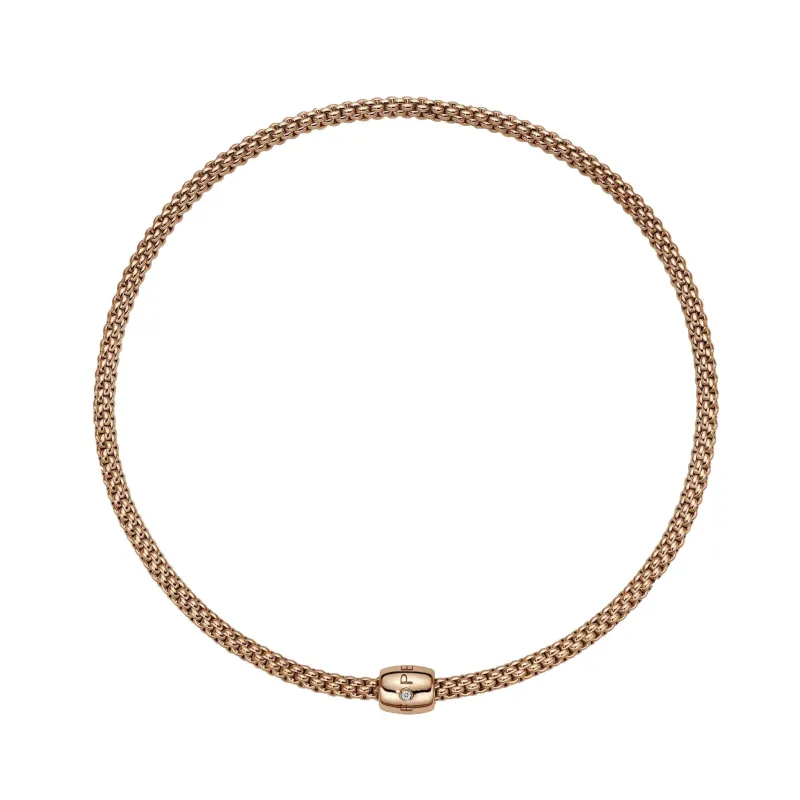 Fope Solo 18ct Rose Gold 0.03ct Diamond 43cm Necklace sold by Jura Watches