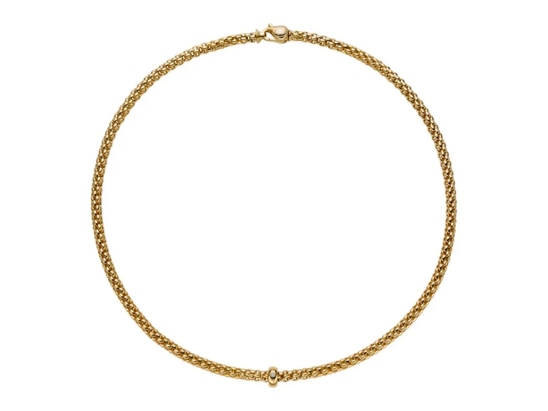 Fope Solo 18ct Yellow Gold 0.01ct Diamond 50cm Necklace sold by Jura Watches