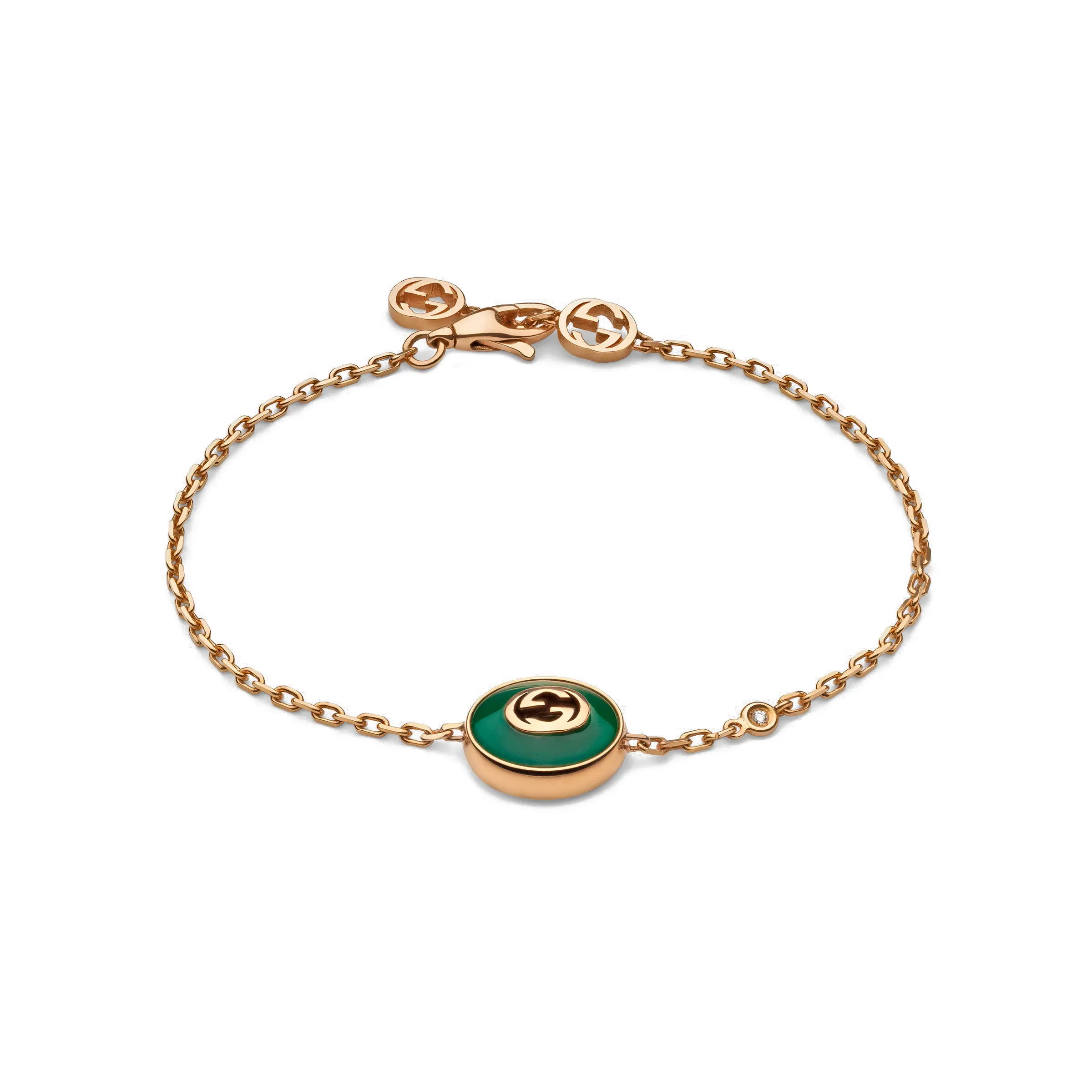 Gucci Interlocking 18ct Rose Gold Green Agate Bracelet sold by Jura Watches