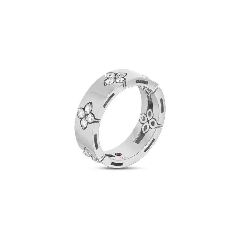Roberto Coin Love in Verona 18ct White Gold Diamond 6mm Wide Ring D sold by Jura Watches