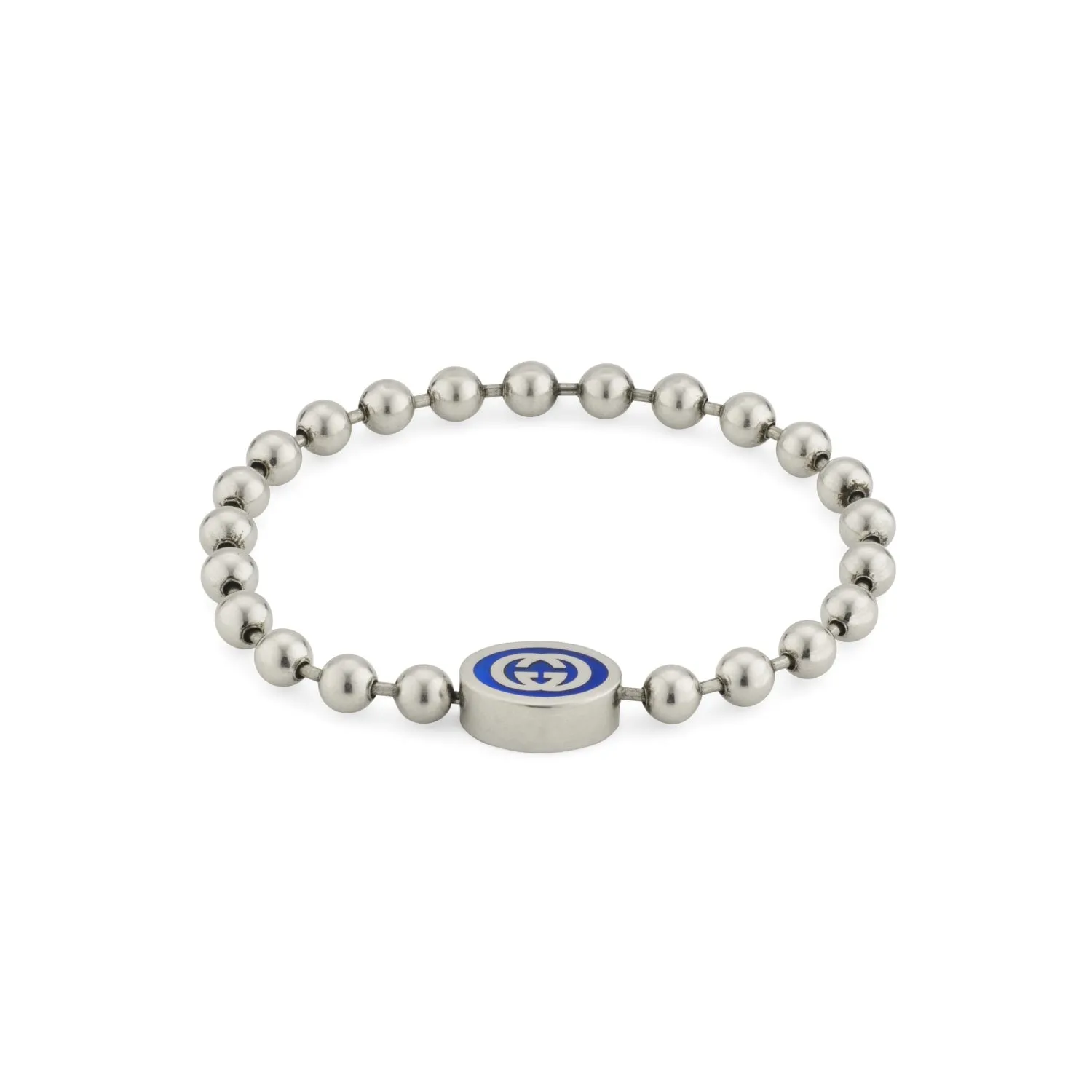 Gucci Interlocking Boule Chain Sterling Silver Blue Enamel Bracelet D sold by Jura Watches