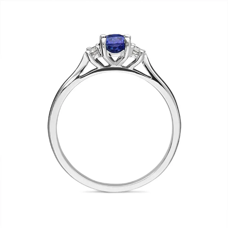 18ct White Gold 0.49ct Sapphire Diamond Oval Trilogy Ring sold by Jura Watches product image thumbnail 2