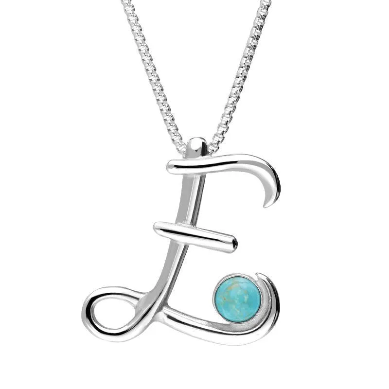 Sterling Silver Turquoise Love Letters Initial E Necklace sold by Jura Watches