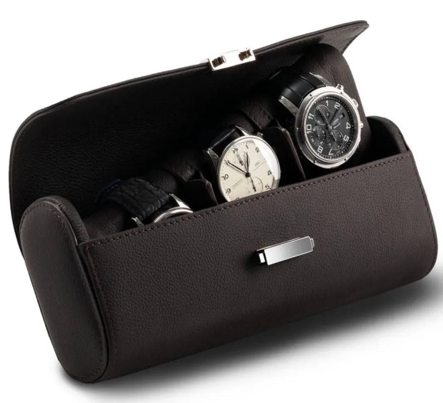 Scatola del Tempo Watch Case Viaggio Pochette Chocolate sold by Jura Watches