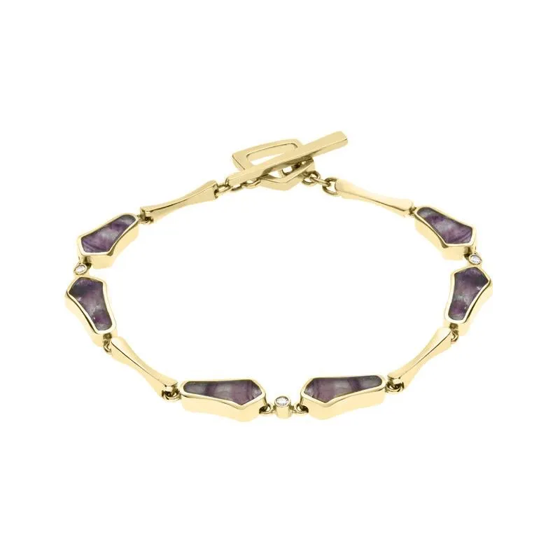 18ct Yellow Gold Blue John Diamond Six Stone Bell Bracelet sold by Jura Watches