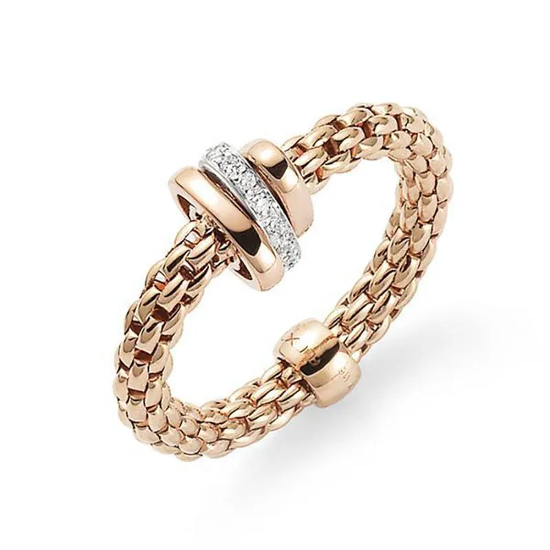 Fope Ex-Display Flex'It Prima 18ct Rose Gold 0.10ct Diamond Ring sold by Jura Watches