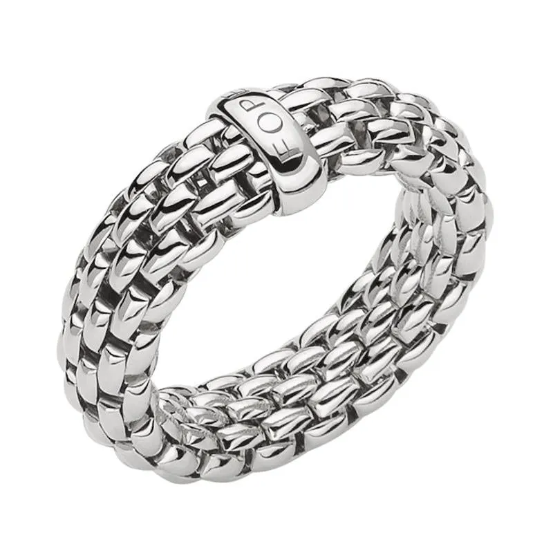 Fope Ex-Display Flex'it Essentials 18ct White Gold Medium Wide Ring sold by Jura Watches