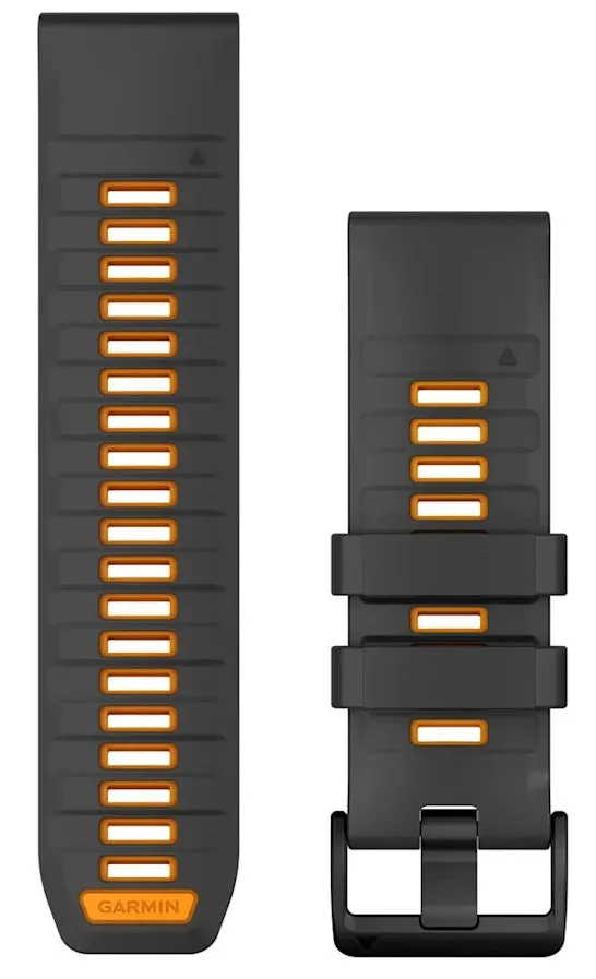 Garmin Strap QuickFit 26 Graphite Spark Orange Silicone sold by Jura Watches