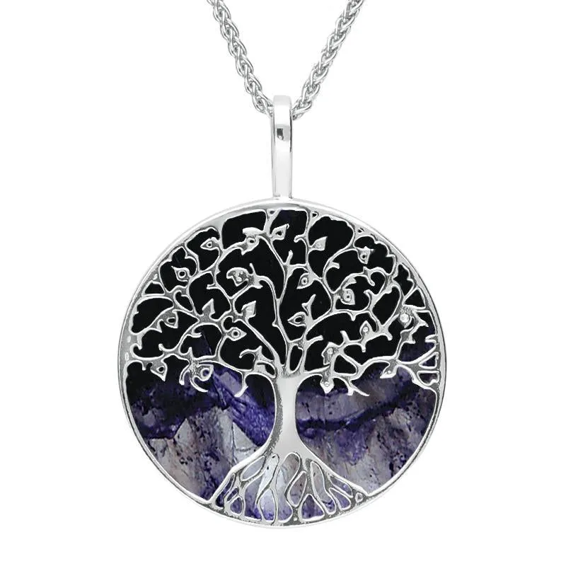Sterling Silver Blue John Round Tree Of Life Necklace sold by Jura Watches