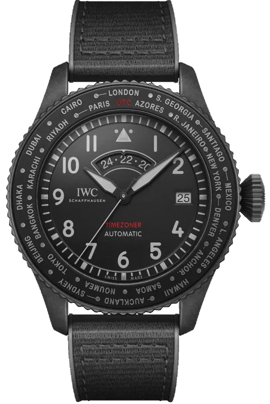 IWC Pilots Timezoner Top Gun Ceratanium Watch sold by Jura Watches