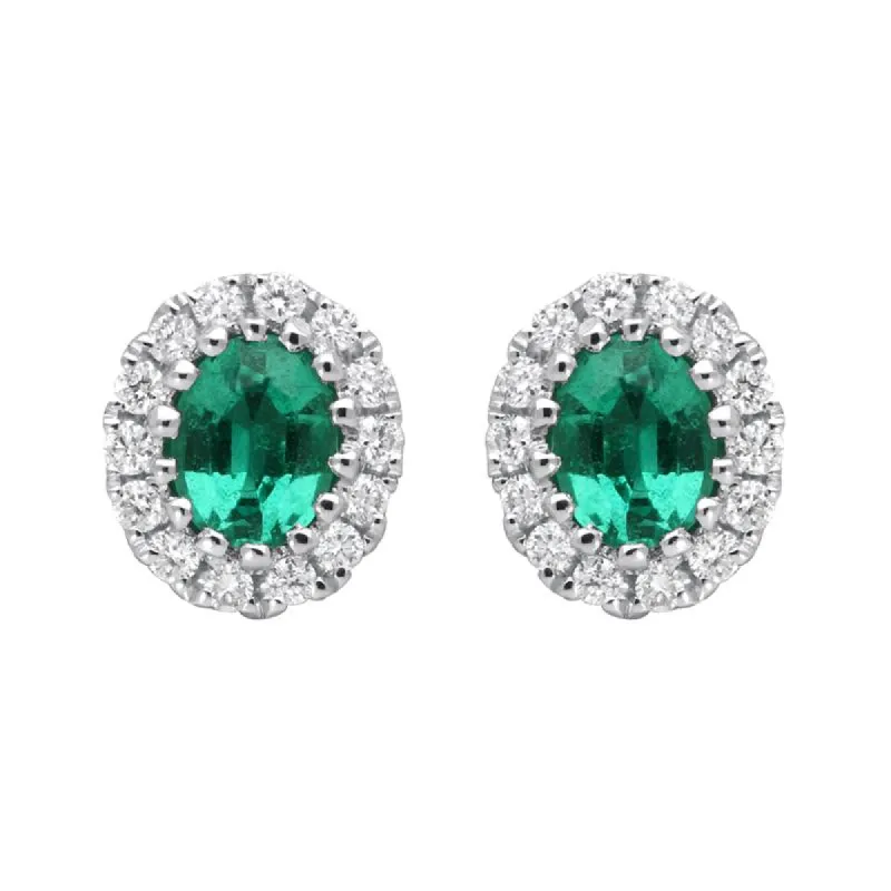18ct White Gold 0.29ct Emerald Diamond Oval Stud Earrings sold by Jura Watches