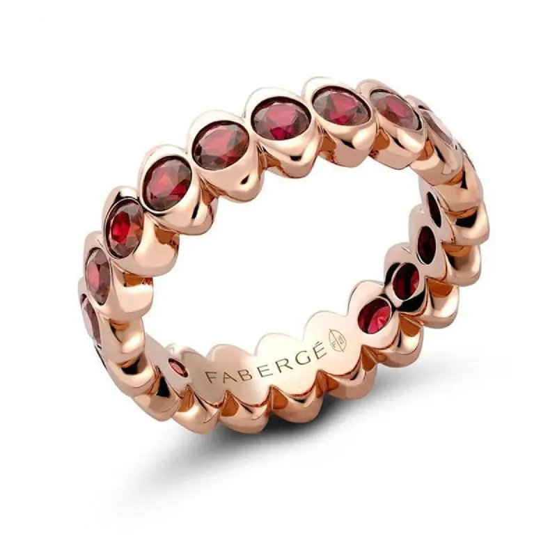 Faberge Colours of Love Cosmic Curve 18ct Rose Gold Ruby Eternity Ring sold by Jura Watches