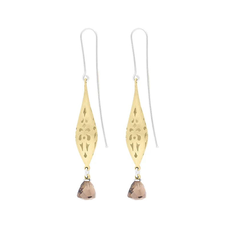 Sterling Silver Gold Plated Smokey Quartz Drop Earrings D sold by Jura Watches product image thumbnail 2