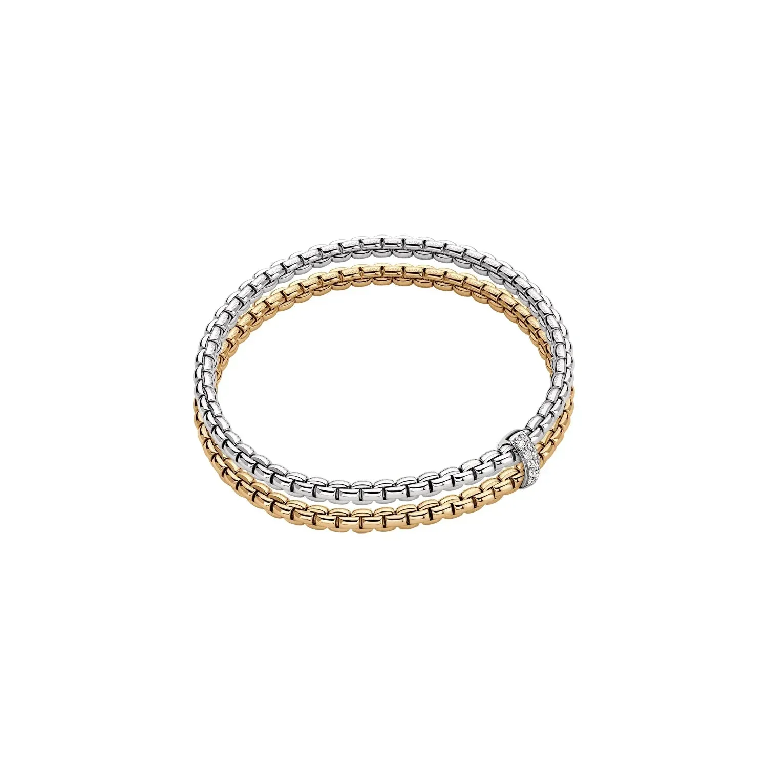 Fope 18ct White and Yellow Gold 0.10ct Diamond Eka Flex'it Bracelet sold by Jura Watches