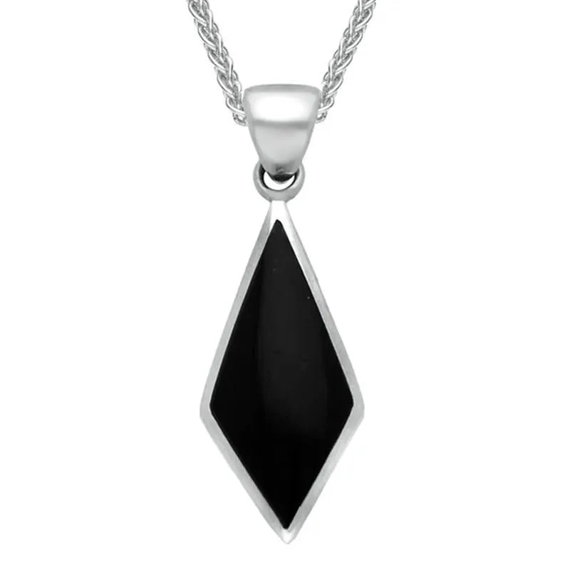 Sterling Silver Whitby Jet Diamond Shaped Necklace sold by Jura Watches
