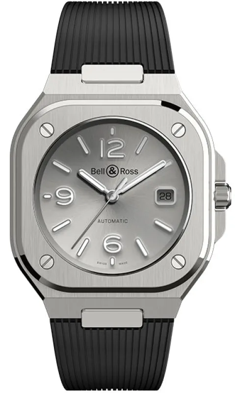 Bell & Ross BR 05 Auto Silver Rubber Watch made by Jura Watches