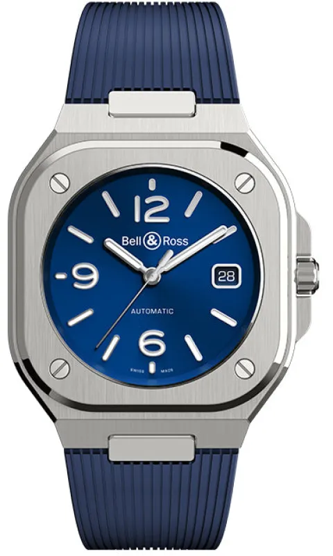 Bell & Ross BR 05 Auto Blue Steel Rubber Watch made by Jura Watches