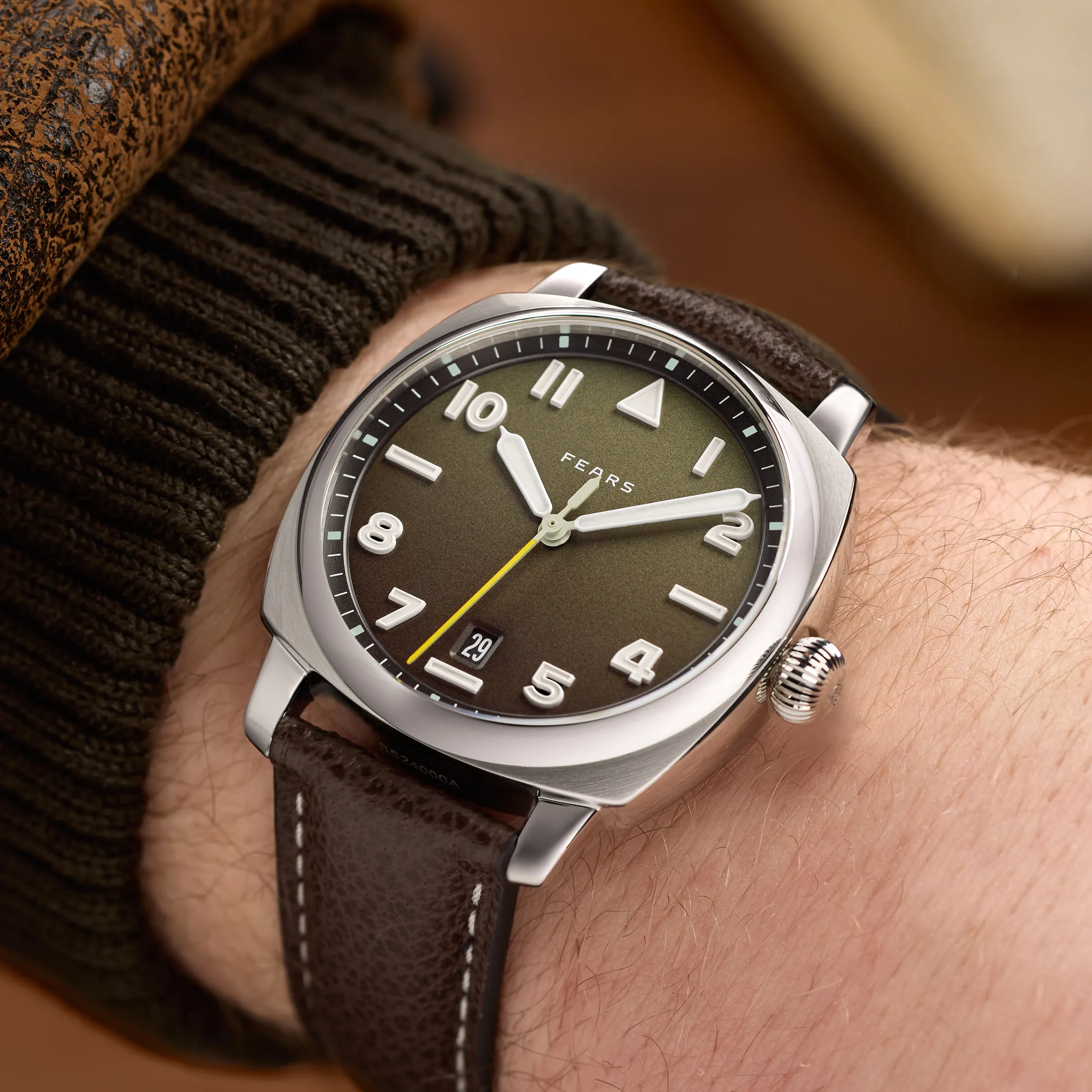 Fears Brunswick 40 Filton Squadron Green Leather Strap Watch sold by Jura Watches product image thumbnail 3