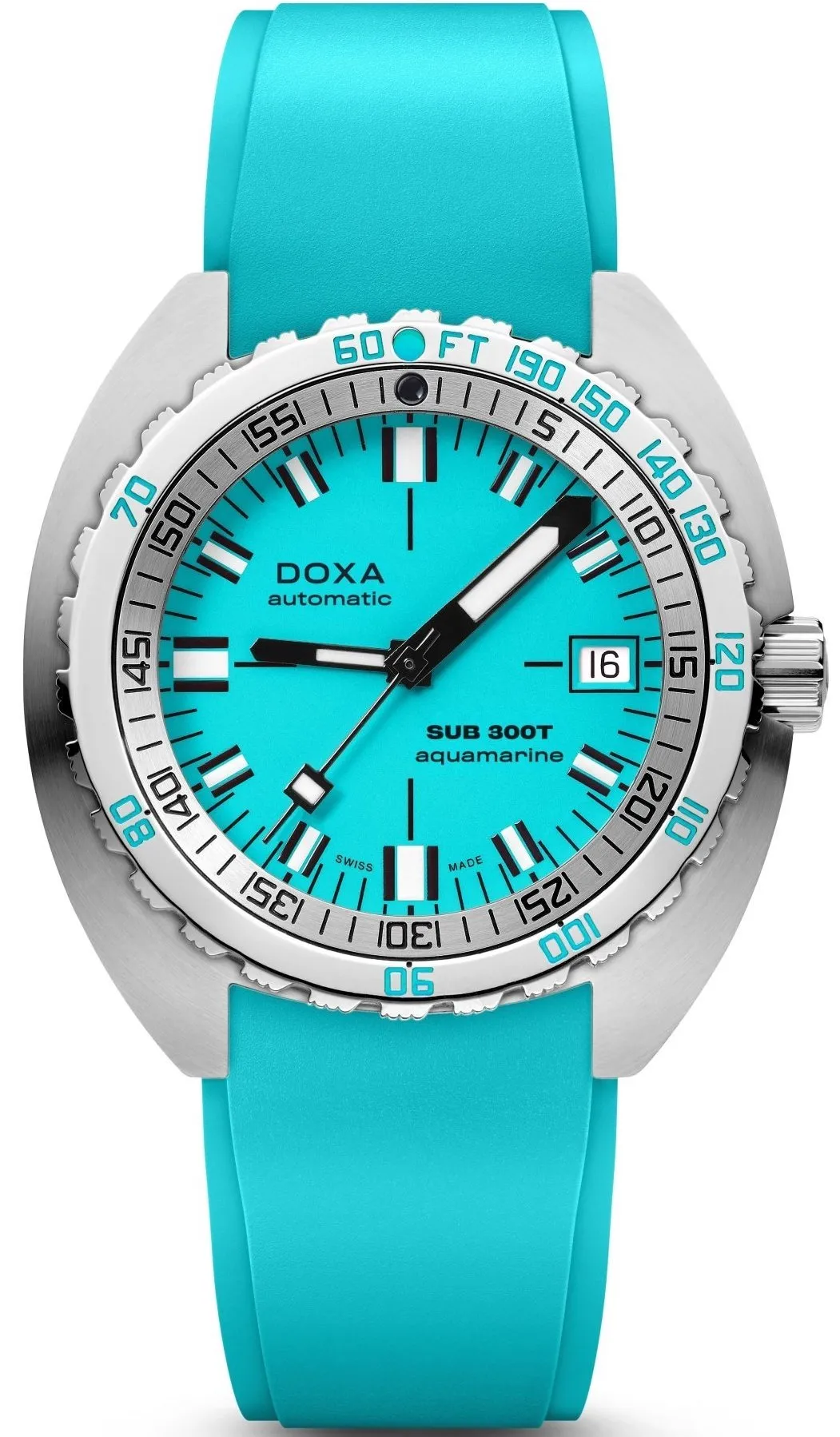 Doxa Sub 300T Aquamarine Rubber Watch sold by Jura Watches